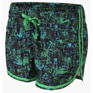 Women's Champion Lightweight Blue & Green Print Sports Running Shorts, Size XL
